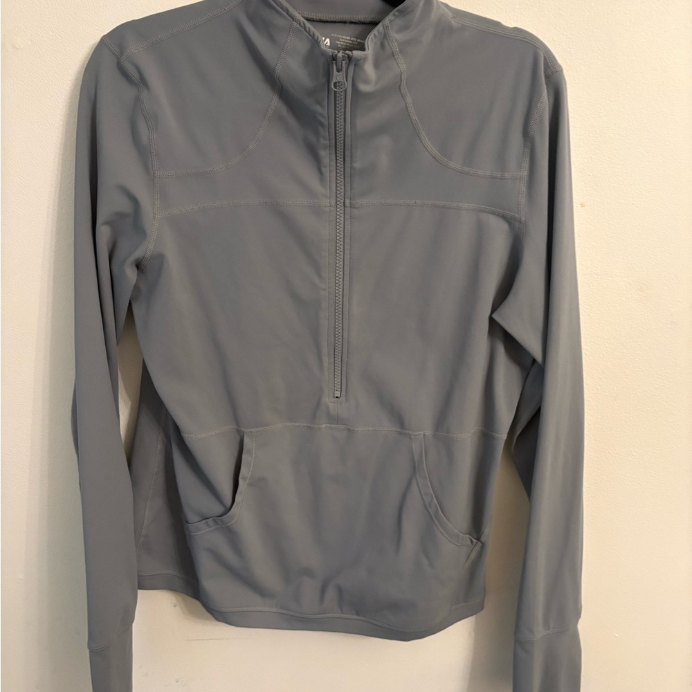 Zyia define jacket Light Gray Quarter-Zip Pullover jacket butter soft